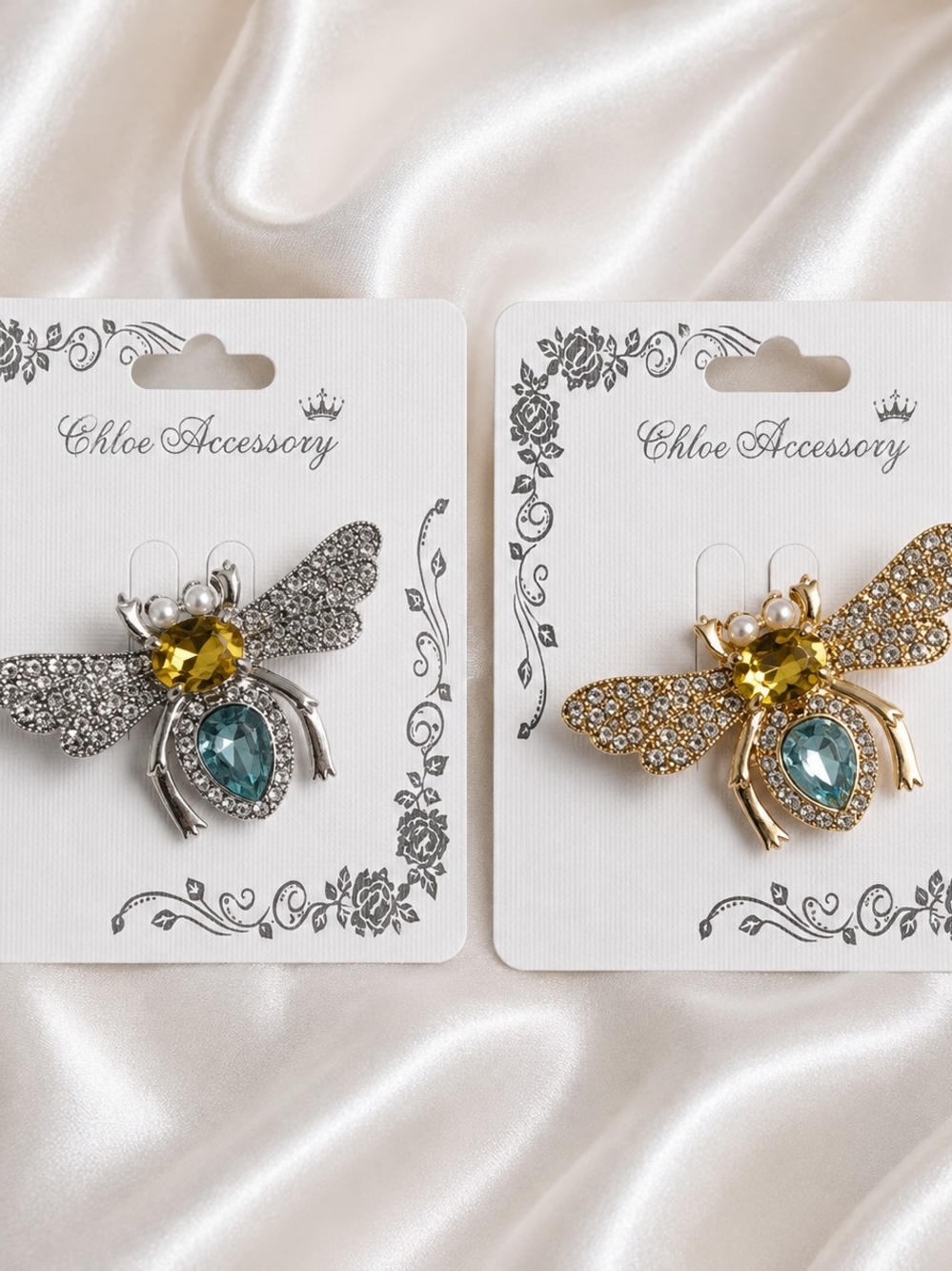 Sparkling Crystal Bee Brooch – Gold or Silver Tone